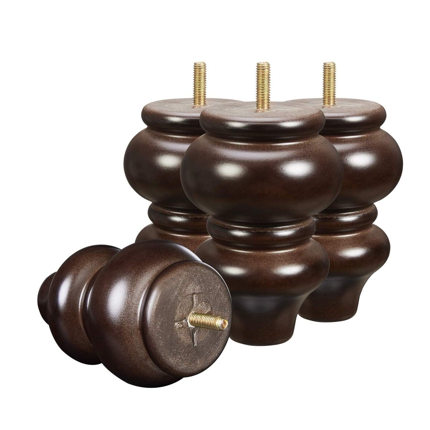 SHANJUE Wood Furniture Legs 5 inch Sofa Legs Pack of 4Round Couch Legs Espresso Mid Century Desk LegsSofa Replacement Partsfor Dresser Sideboard Recliner Coffee Table