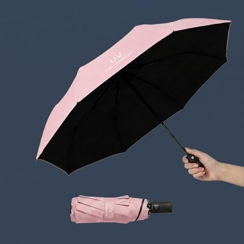Roughhouse UV Umbrella for Sun & Rain – Auto Open/Close | Windproof | Travel-Friendly 3-Fold Design | SPF 50+ Coated | Big Canopy, Easy to Carry