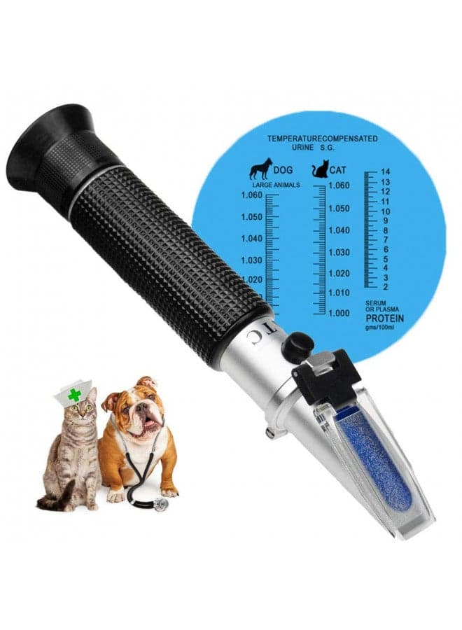 3-in-1 Animal Clinical Refractometer, Measuring Animal's Health Index of Urine Specific Gravity and Serum Protein, Ideal for Veterinary and Pet Owner