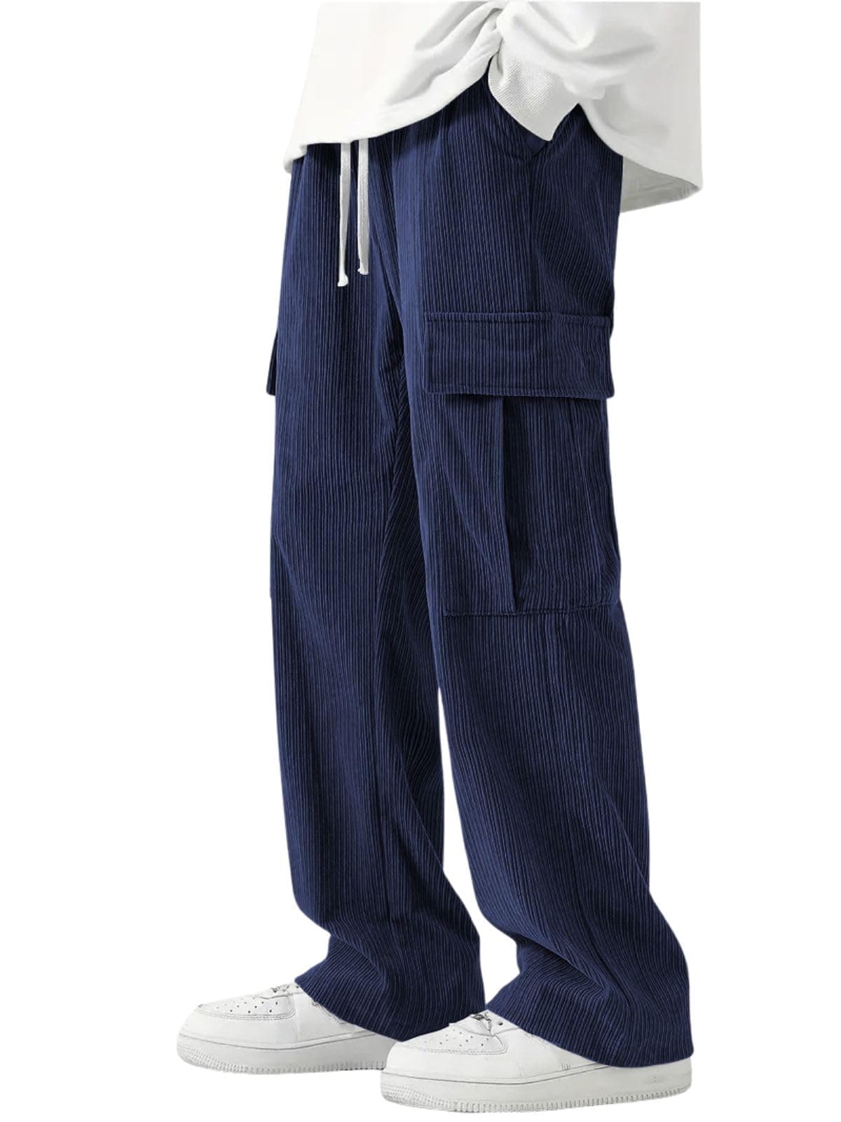 GRECIILOOKS Cargo Joggers for Men – Cotton Loose Fit Utility Pants with 6 Pockets | Durable Outdoor & Hiking Trousers Blue