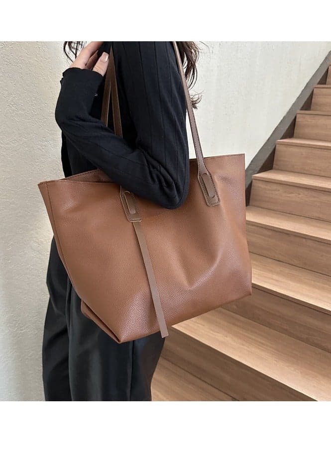 Women's Shoulder Tote Bag Faux Leather Handbag for Women Large Capacity Messenger Fashionable Travel Shoulder Bag for Ladies Girls College Students (brown)