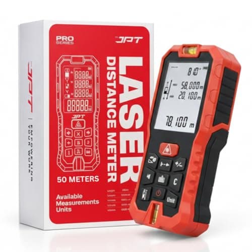 JPT 50M Laser Distance Meter | Professional Digital Measuring Tool with Area, Volume & Pythagorean Calculation | Backlit Display, Continuous & Unit Conversion Modes