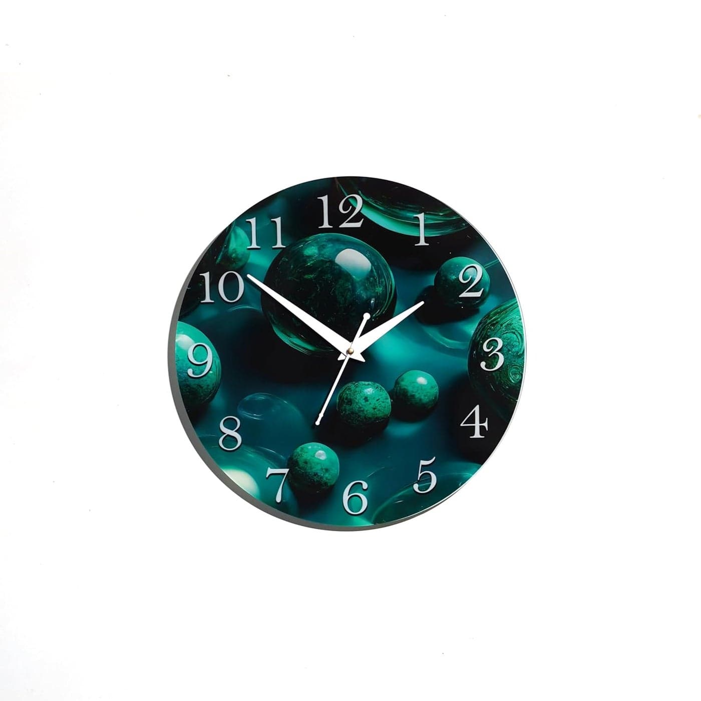 Elegant Green Acrylic Wall Clock with Crystal Ball Design – 12x12 Inch