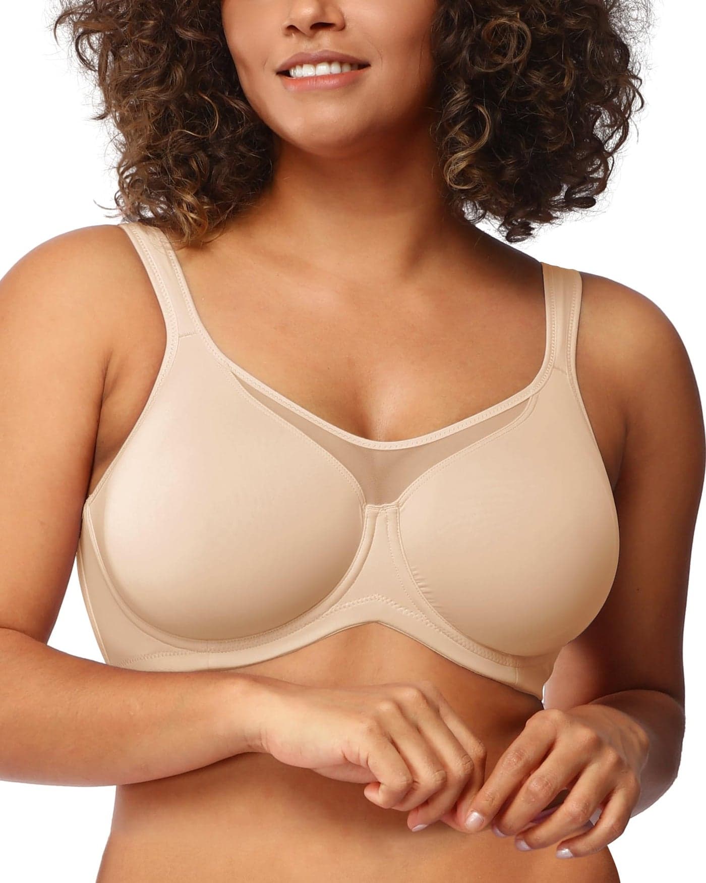 HSIA Minimizer Bras for Women Plus Size, Full Coverage Coolcomfort T Shirt Unlined Bra with Underwire for Heavy Breast, Light Beige 40DDD