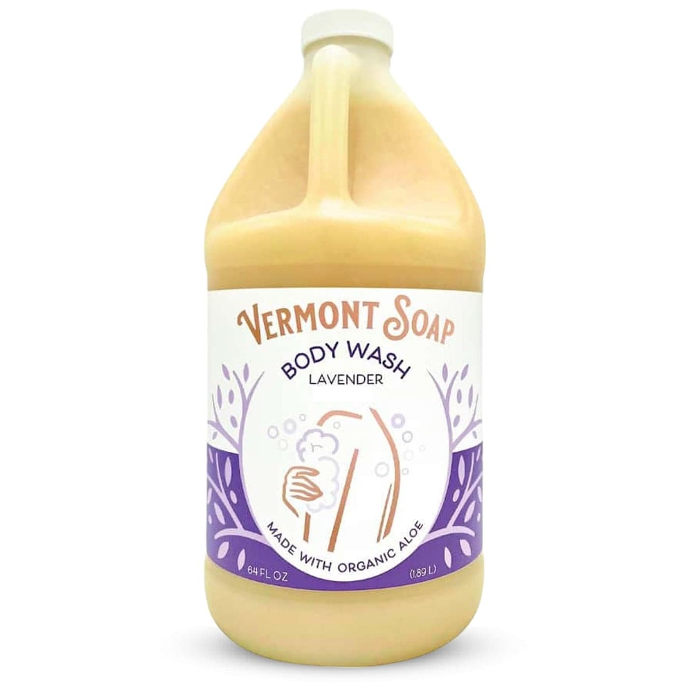 VERMONT SOAP Natural Body Wash with Shea Butter Mild Gel Body Wash for Moisturizing and Soothing Skin Fragrance Free Body Wash for Women Men Lavender 64oz