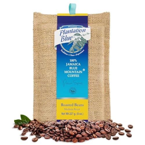 Plantation Blue 100% Blue Mountain Coffee Medium Roast Whole Beans from Jamaica (8oz)