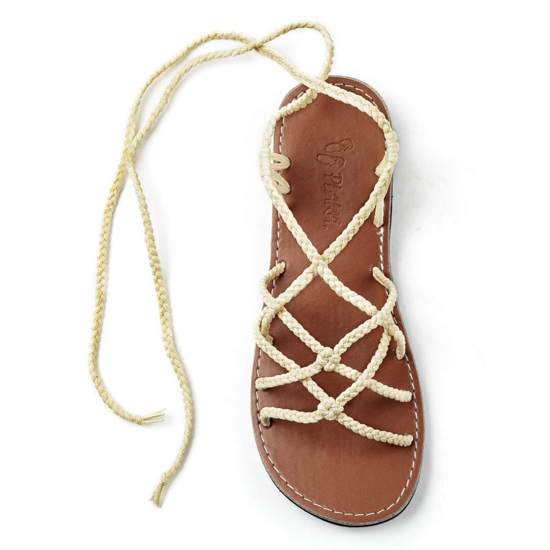 Plaka Sahara Flat Gladiator Sandals for Women Perfect for the Beach Dressy Occasions Ivory Size 9