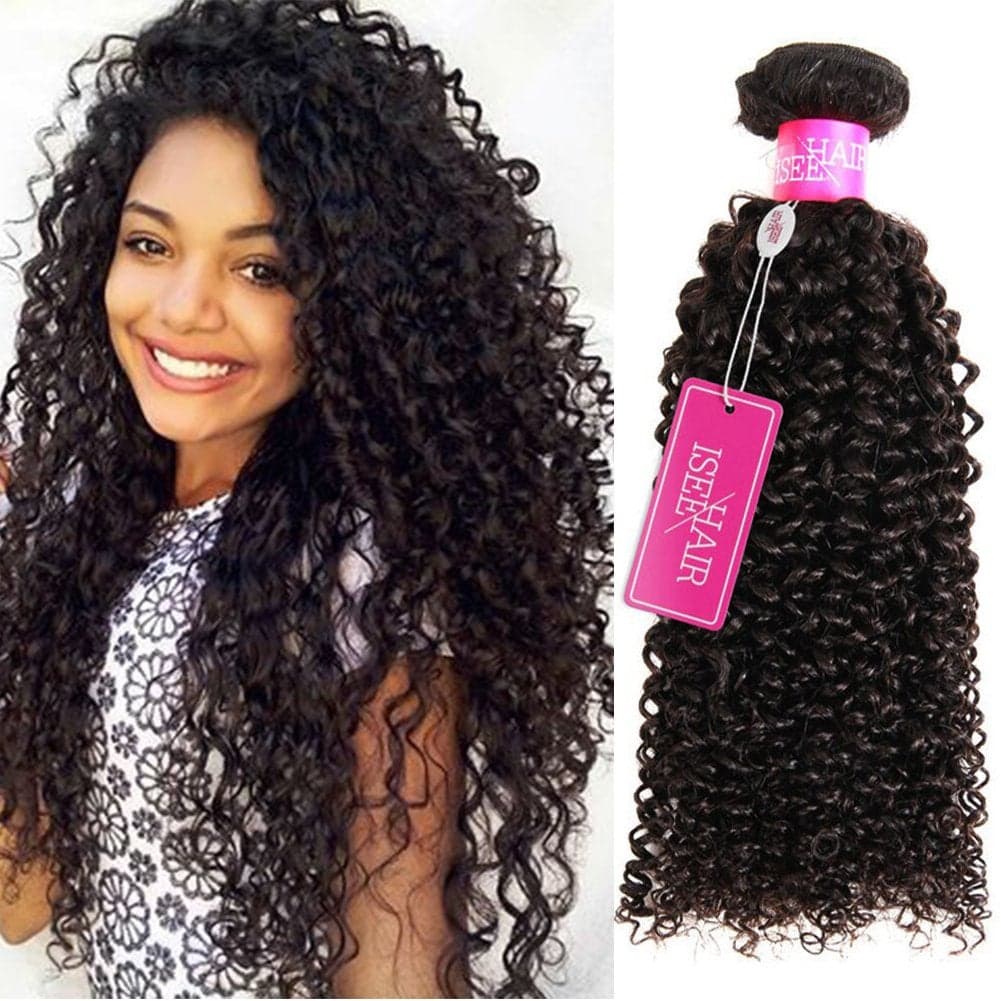 ISEE Hair 9A Grade Mongolian Kinky Curly Hair Extension Virgin Human Hair Weaving 3 Bundles Kinky Curly Virgin Hair 100 Human Hair Weaves Extension Mongolian Virgin Hair 16 16 16inches