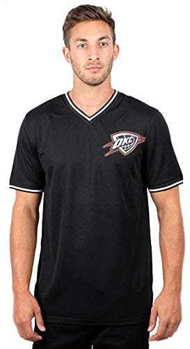Ultra Game NBA Oklahoma City Thunder Mens Jersey VNeck Mesh Short Sleeve Tee Shirt Small Black GTM2522F