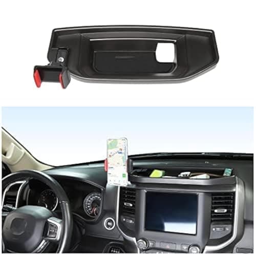 CheroCar for RAM Dash Mount Phone Holder Stoage Tray Phone Mount Organizer Compatible with 2018-2025 Dodge Ram 1500 2500 3500,Don't fit for The Ram with The 12-inch Screen