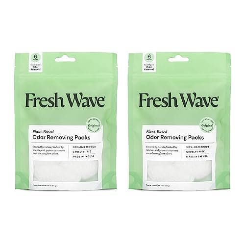 Fresh Wave Odor Eliminating & Deodorizing Packs | 2 Bags of 6 Each | Safer Odor Relief for Small Spaces | Natural Plant-Based Odor Eliminator | Odor Absorbers for Home, 3.6 Ounce (Pack of 2)