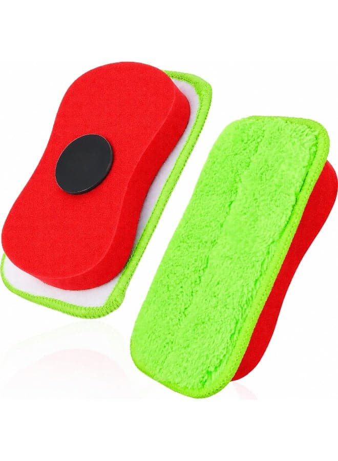 Microfiber Chalk Eraser Magnetic, Washable Reusable Board Duster for Markers and Chalk, Suitable for Home Classroom Office, 2 Pieces