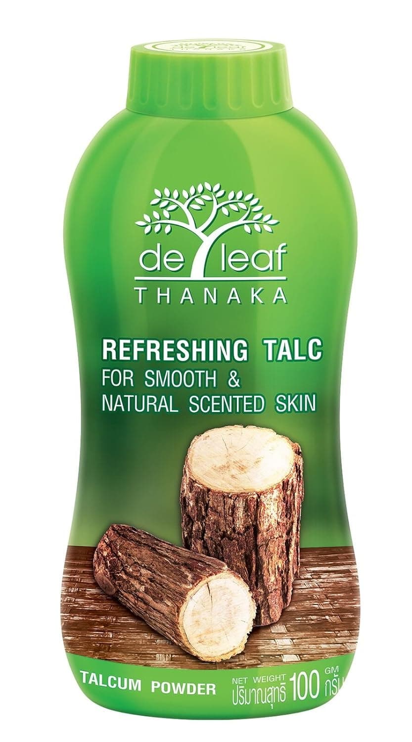 DE LEAF THANAKA Refreshing Talc Smooth and Natural Scented Skin Talcum Powder Beauty Skincare Face Body Clean Fresh Cooling Sooth Irritation 80 g 3 Pack Count