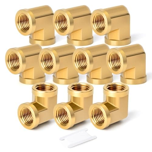 GASHER 5pcs 90 Degree Barstock Street Elbow, 1/4 Inch NPT Female Pipe to 1/4 Inch NPT Female Brass Pipe Fitting
