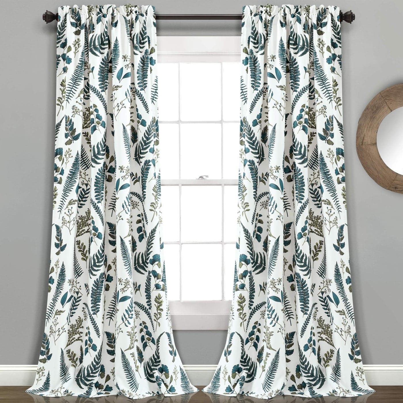 Lush Decor Devonia Allover Light Filtering Window Curtain Panel Pair 52W x 84L White Green