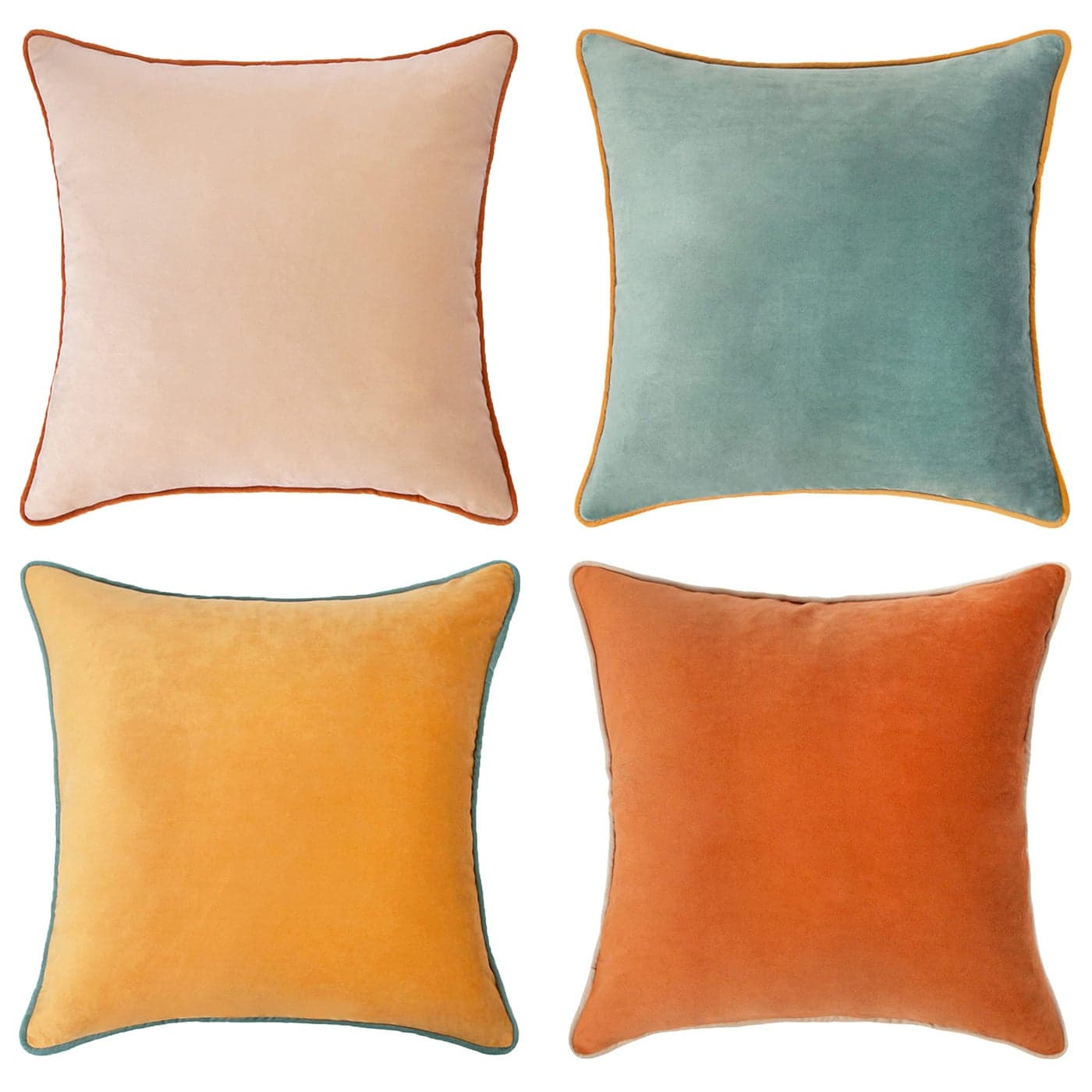 MONDAY MOOSE Decorative Throw Pillow Covers Cushion Cases Set of 4 Soft Velvet Modern DoubleSided Designs Mix and Match for Home Decor Pillow Inserts Not Included 14x14 inch OrangeTeal