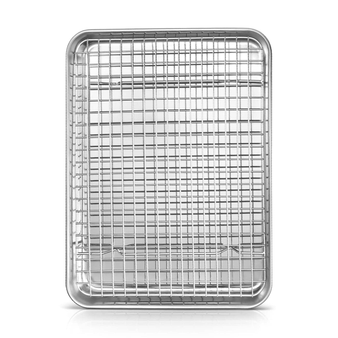 125 Inch Baking Sheet Pan with Cooling Rack Set Joyfair Stainless Steel Toaster Oven Tray Pans with Grid Racks Rectangular Bakeware for CookieBacon Heavy Duty Rustfree Dishwasher Safe