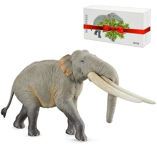 GeminiGenius African Elephant Action Figure Toy Stegodon Figurine Wild Animal Model Beautiful and Accurate Sculptures of Elephant Animal Gift Collection Display Play for Kids Collectors