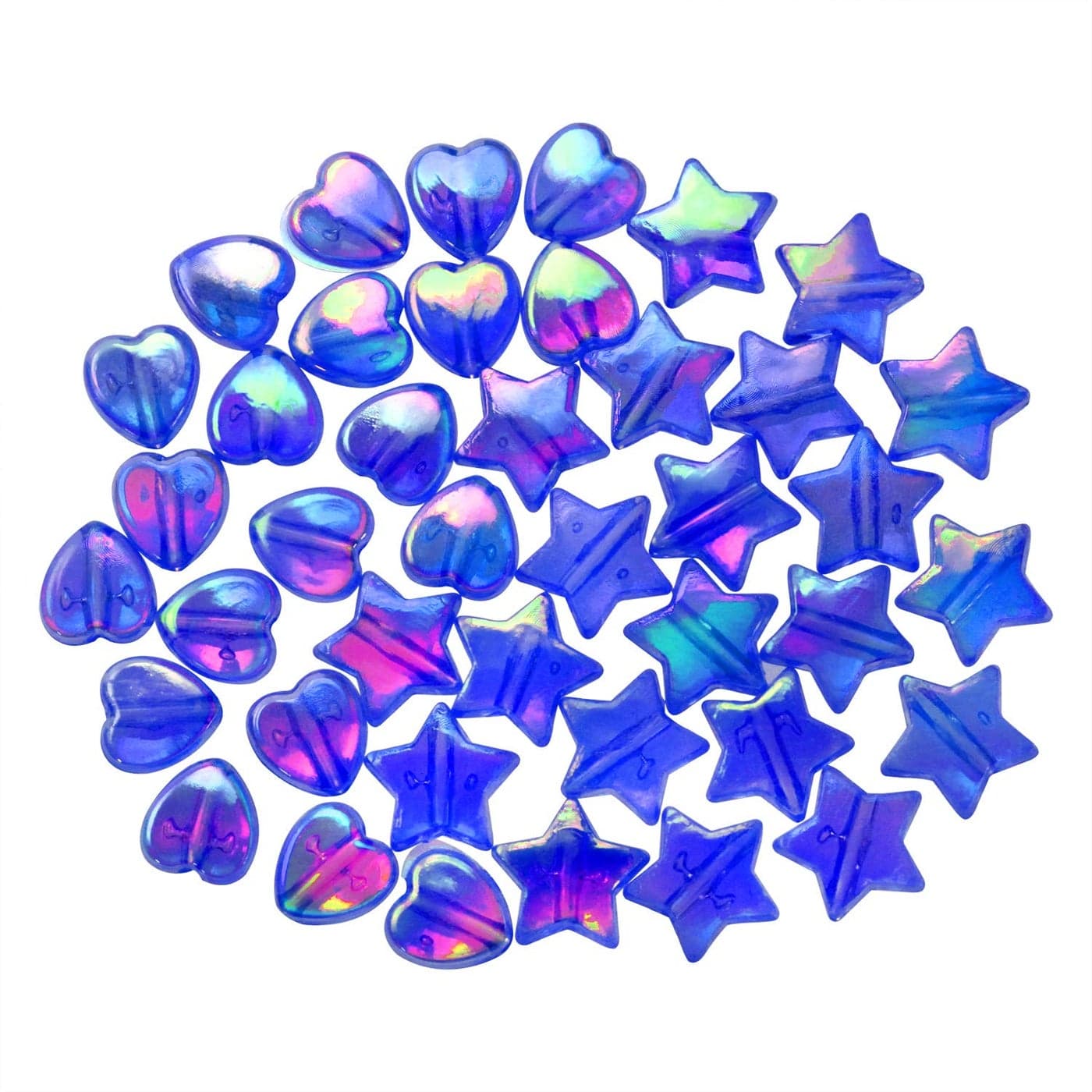 Tupalizy 100PCS Mini Acrylic Beads 9mm Heart Charms and 11mm Star Beads for Jewelry Making Bracelets Necklaces Earrings Keychain Accessory DIY Craft Valentine Christmas Birthday Gifts Royal Blue