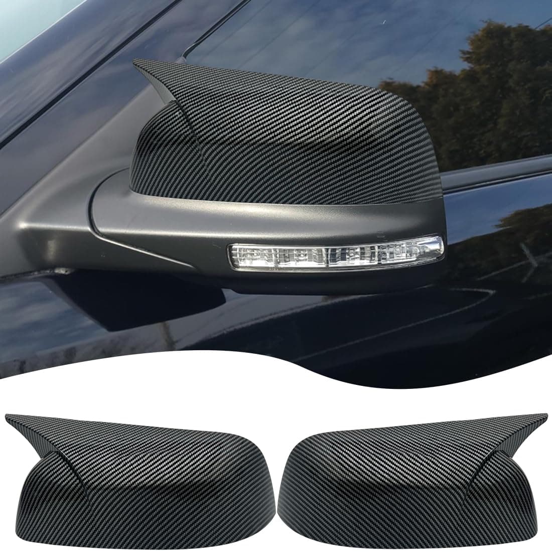 Rear View Mirror Cover for Ford Explorer 2016 2017 2018 2019 Carbon Fiber Turn Signal Housing Cover Accessories