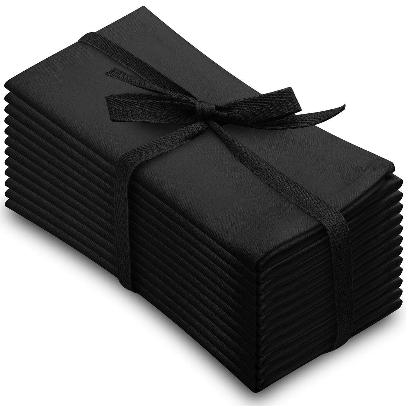 Aunti Ems Kitchen Black Cotton Dinner Napkins Cloth 12 Pack 20x20 100 Natural Oversized Bulk Linens for Dinner Events Weddings Set of 12 Tuxedo Black