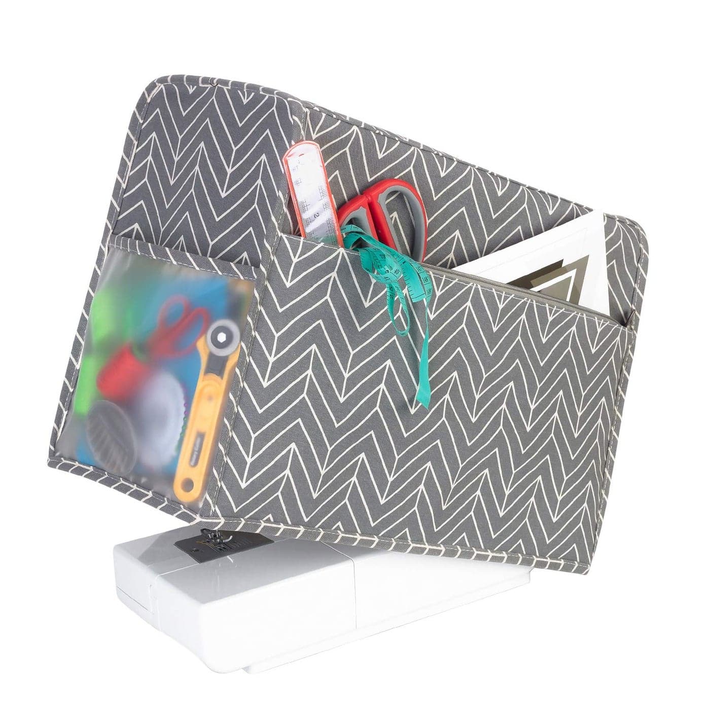 Yarwo Sewing Machine Cover Protective Dust Cover with Pockets for Most Standard Sewing Machines and Accessories Chevron