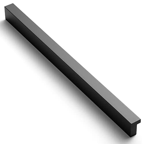 Goo-Ki Cabinet Handles 12 PCS - Black Drawer Pulls 7-1/2 in (192mm) Hole Centers - Tilted Solid Drawer Handles for Kitchen Cabinet Pulls - Finger Pull