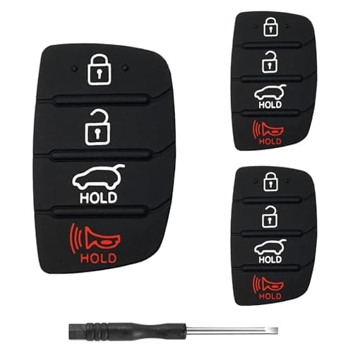 3 Pack Key Fob Button Pad Replacement Fits for Hyundai Santa Fe Sonata Sport 2019 2018 2017 2016 2015 2014 2013 Keyless Entry Remote Control Car Key Shell Insert Keypad 4 Button Rubber Pad Outer Cover
