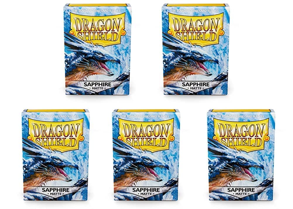 5 Packs Dragon Shield Matte Sapphire Standard Size 100 ct Card Sleeves Value Bundle