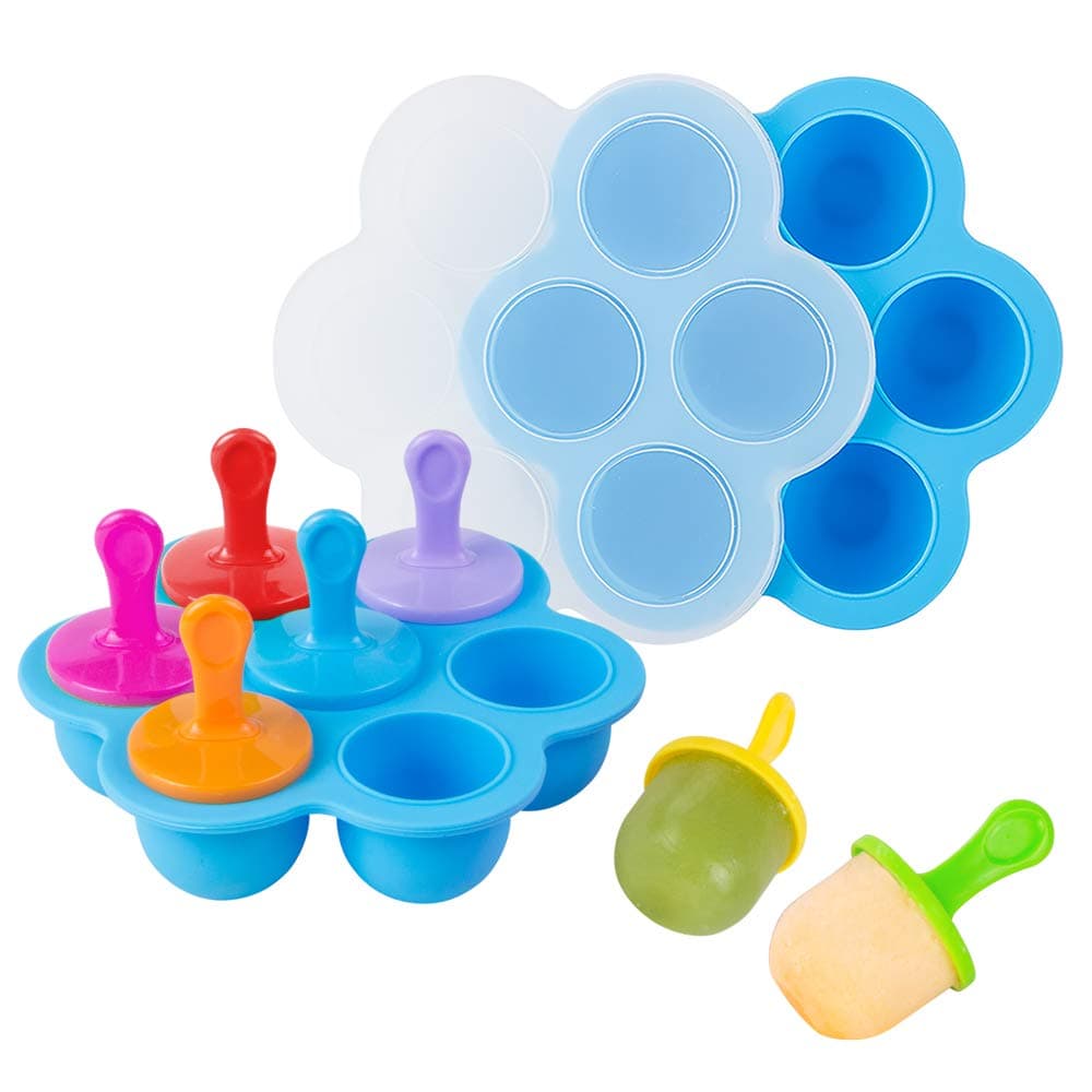 Webake Baby Food Freezer Trays with Lid Silicone Ice Cube Popsicle Molds with 7 Ice Pop Sticks Egg Bites Molds Set of 2 for Instant Pot Accessories 356 qt Pressure Cooker
