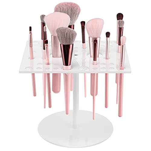 Jetec 54 Holes Acrylic Brush Holder Makeup Brush Drying Rack Collapsible Holder Stand for Acrylic Nail Lover(White)