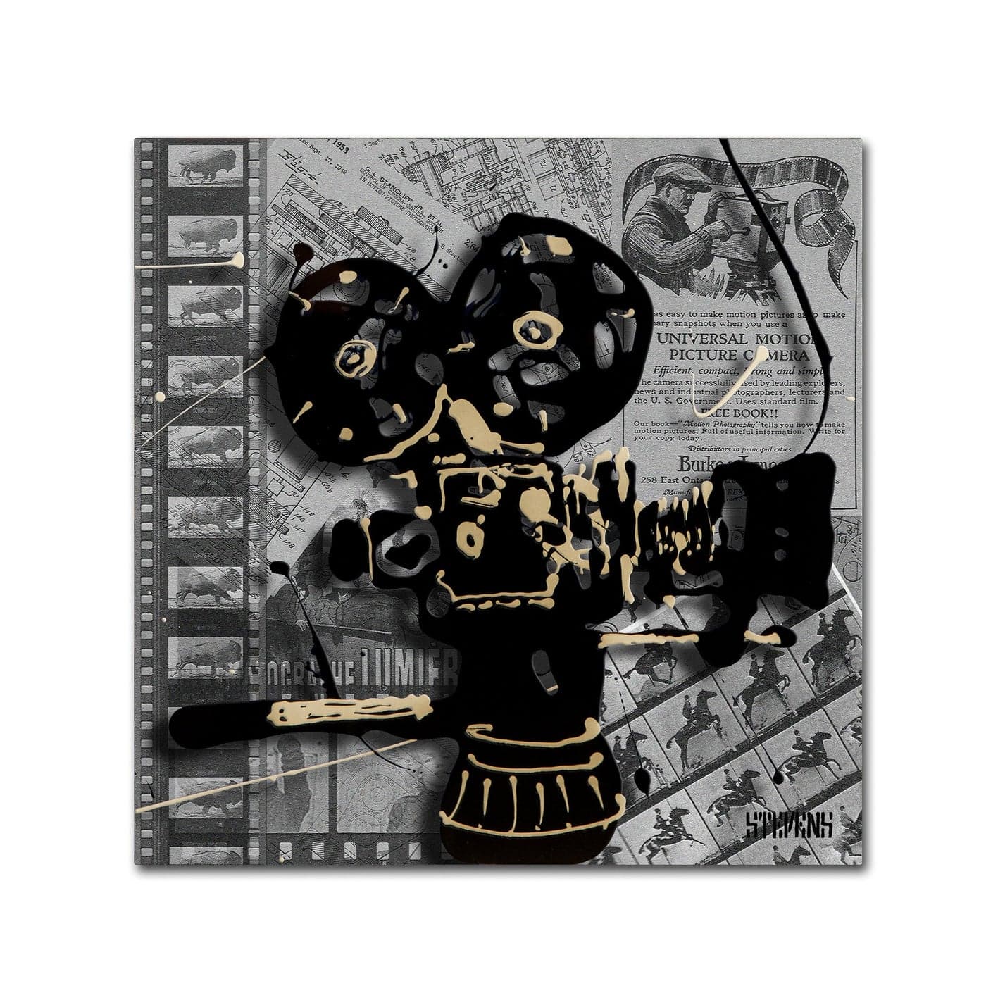 Trademark Fine Art Movie Camera Artwork by Roderick Stevens 24 x 24
