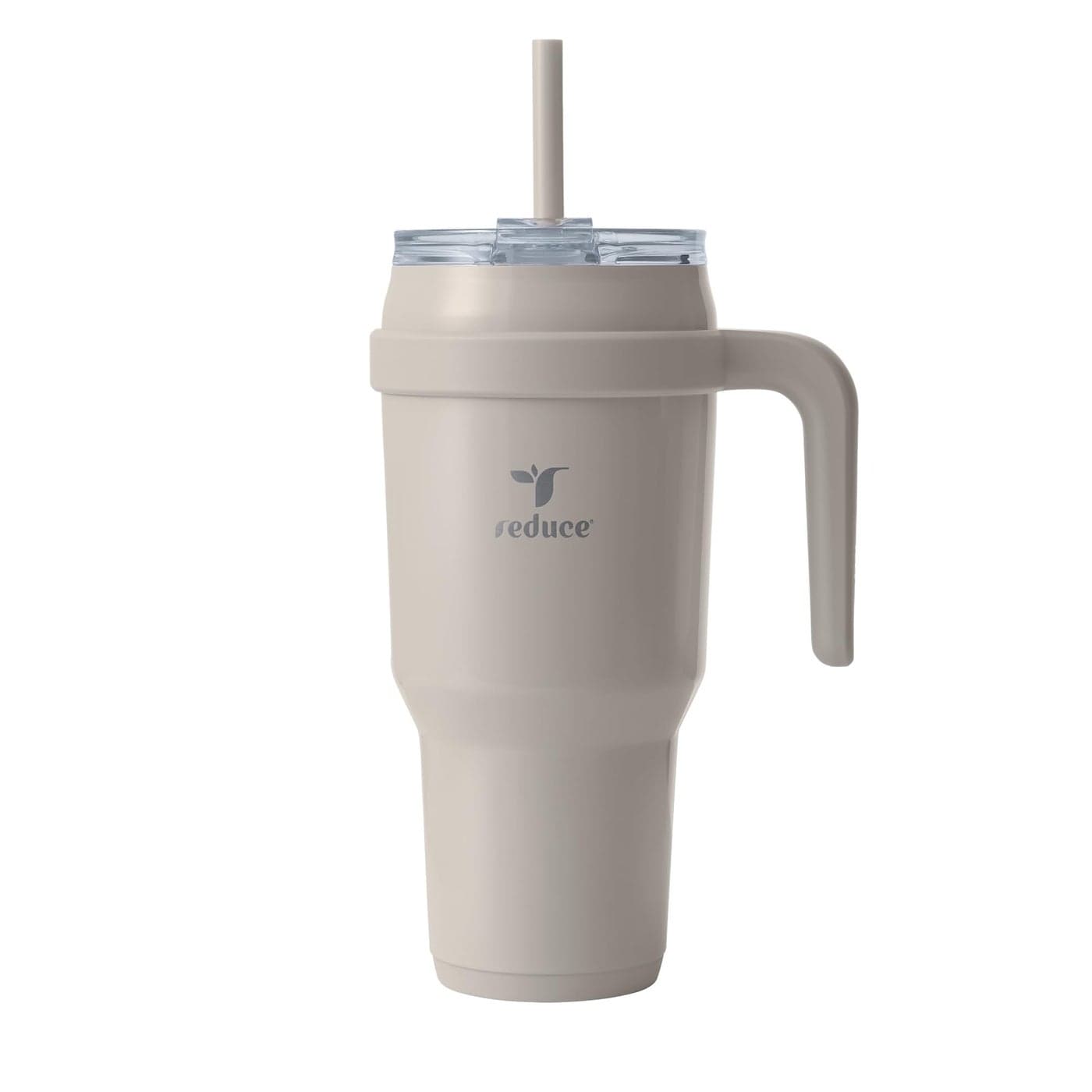 REDUCE 40 oz Stainless Steel Tumbler with Handle DualWall Vacuum Insulated Travel Mug SweatProof Lid Reusable Straw Keeps Drinks Cold for 24 Hrs Fits Cupholders Dishwasher Safe Sand