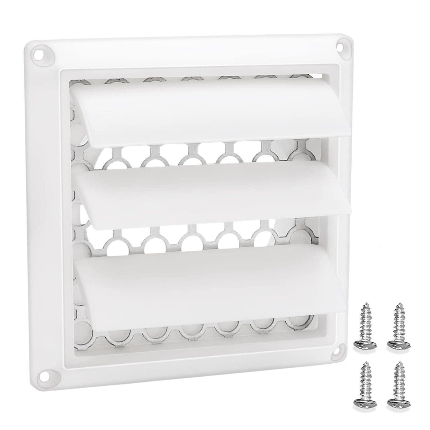4 Inch Louvered Exhaust Dryer Vent Cover Outdoor Exhaust Cap for 4 Vent Duct Opening with Aluminum Builtin Pest Guard Screen and Screws by Blutoget
