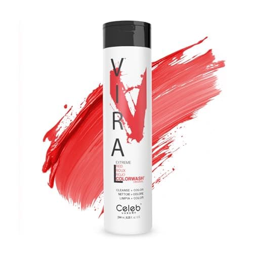 Celeb Luxury Viral Colorwash Professional SemiPermanent Hair Color Depositing Shampoo Extreme Red 825 Fl Oz Pack of 1