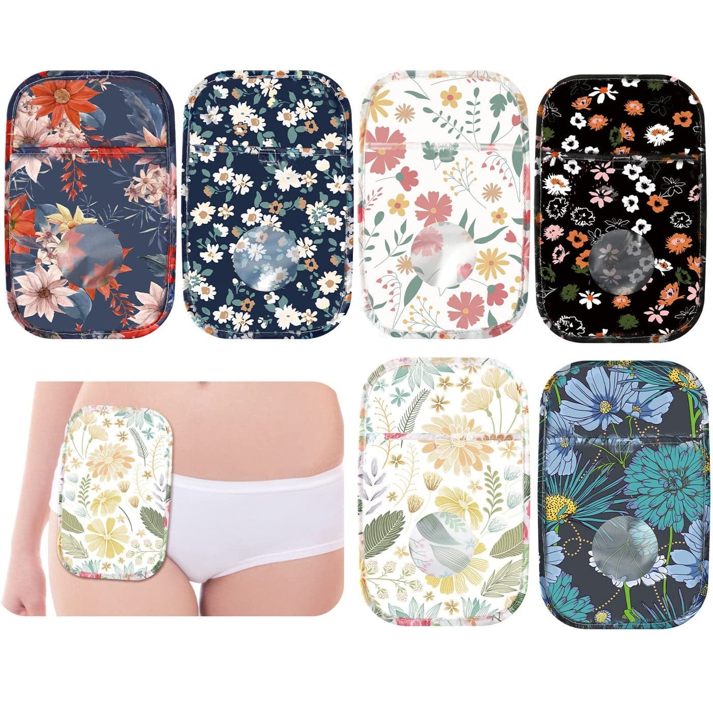 Sosation 6 Pieces Ostomy Bag Covers Waterproof Ostomy Shower Cover Stretchy Lightweight Colostomy Bags Covers Shower Wraps with Opening for Women Men Ileostomy Care Protector Odor Reducing Supplies
