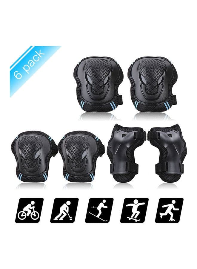 Set of 6 Safety Protection Pads Includes Knee Pads, Elbow and Wrist Guards for Skateboard Cycling Riding M 30x4x18cm