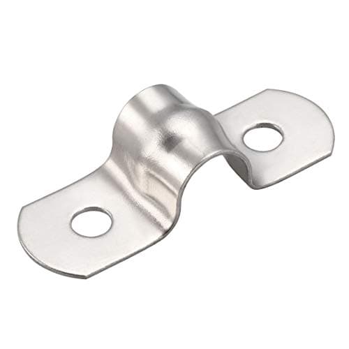 uxcell 8mm(0.3") Rigid Pipe Strap, 2 Holes 304 Stainless Steel Tension Tube Clip Clamp 20pcs