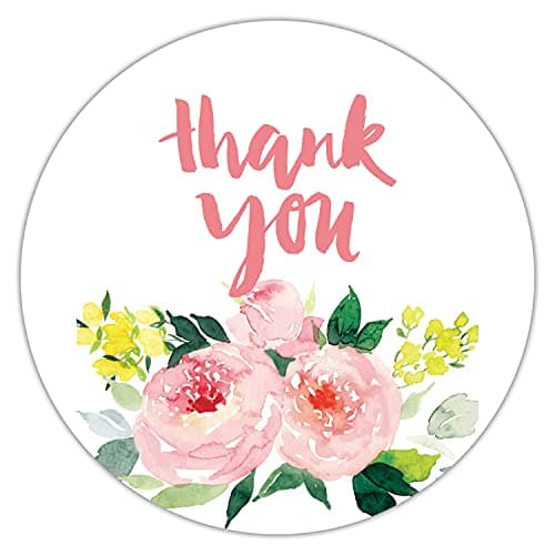 Pink Flower Thank You Stickers, 2 inch 50PCS Self-Adhesive Thank You Labels Great for Wedding, Small Business, Bakeries, Handmade Goods, Birthday Party Favors Labels & Mailing Supplies.