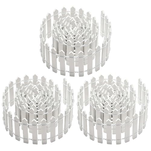 3 PCS 35 Inch Mini Christmas Garden Fence, White Miniature Fairy Garden Fence Mini Wood Picket Ornament Fence for Dollhouse Village Landscape Home Garden Plant, DIY
