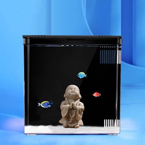 Carefree Fish 12Gallon Small Fish Tank Office USB Aquarium LED Light with Filter Include Sand and Tiny Buddha for Small Fish and Shrimp