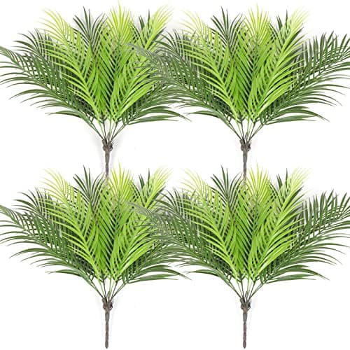 Giegxin Artificial Palm Plants Leaves Imitation Fake Palm Tree Leaves Decor Greenery Faux Tropical Faux Plants Fronds for Home Garden Hawaiian Party Jungle Party Decor(4 Pieces)
