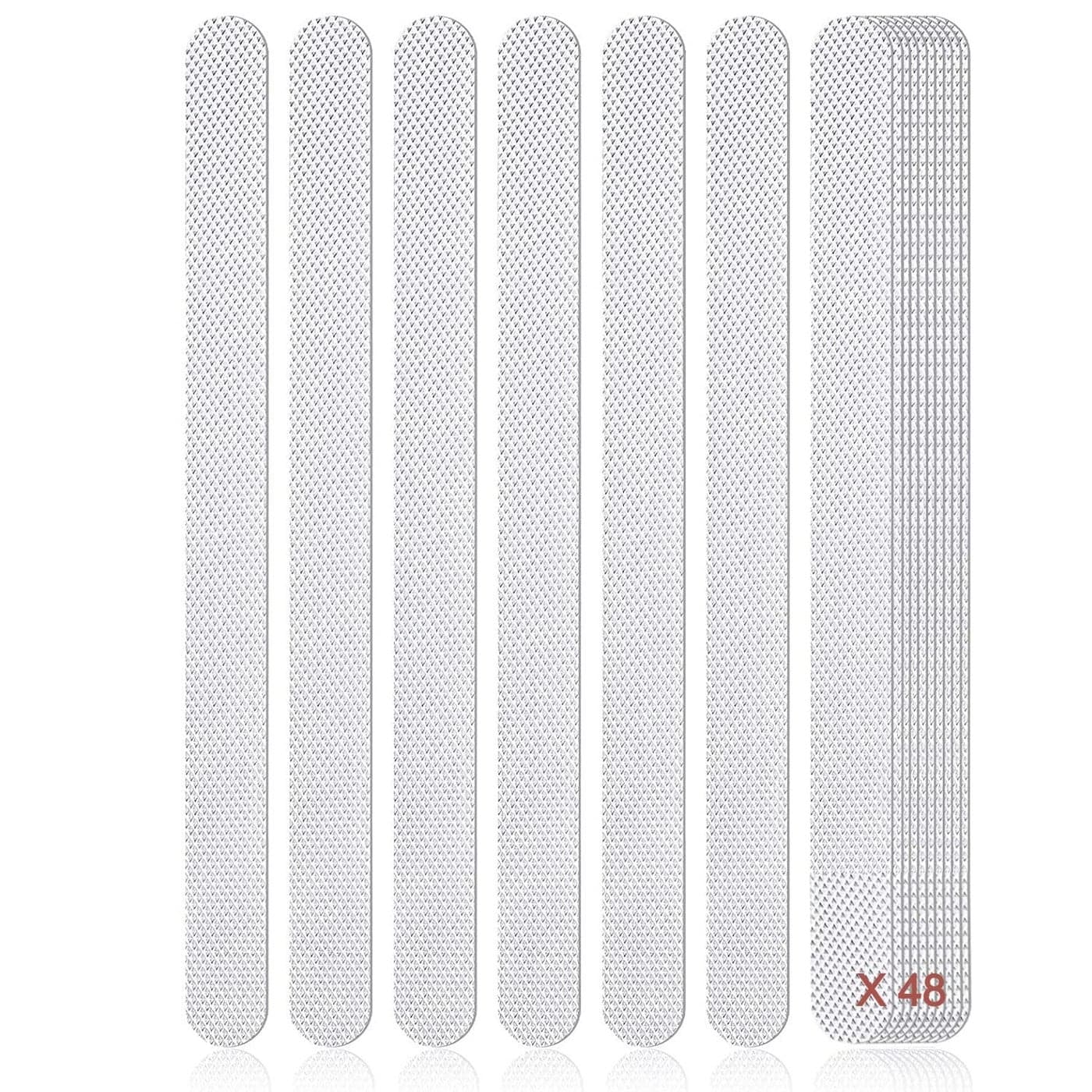 Leeonz 48 Pieces Anti Slip Shower Stickers Set, Non-Slip Safety Bathtub Strips, Non-Slip Shower Strips Treads, Transparent Tubs Mat for Bathroom, Kitchen, Ladders, Stairs Steps, Pools, Bathtub, Shower