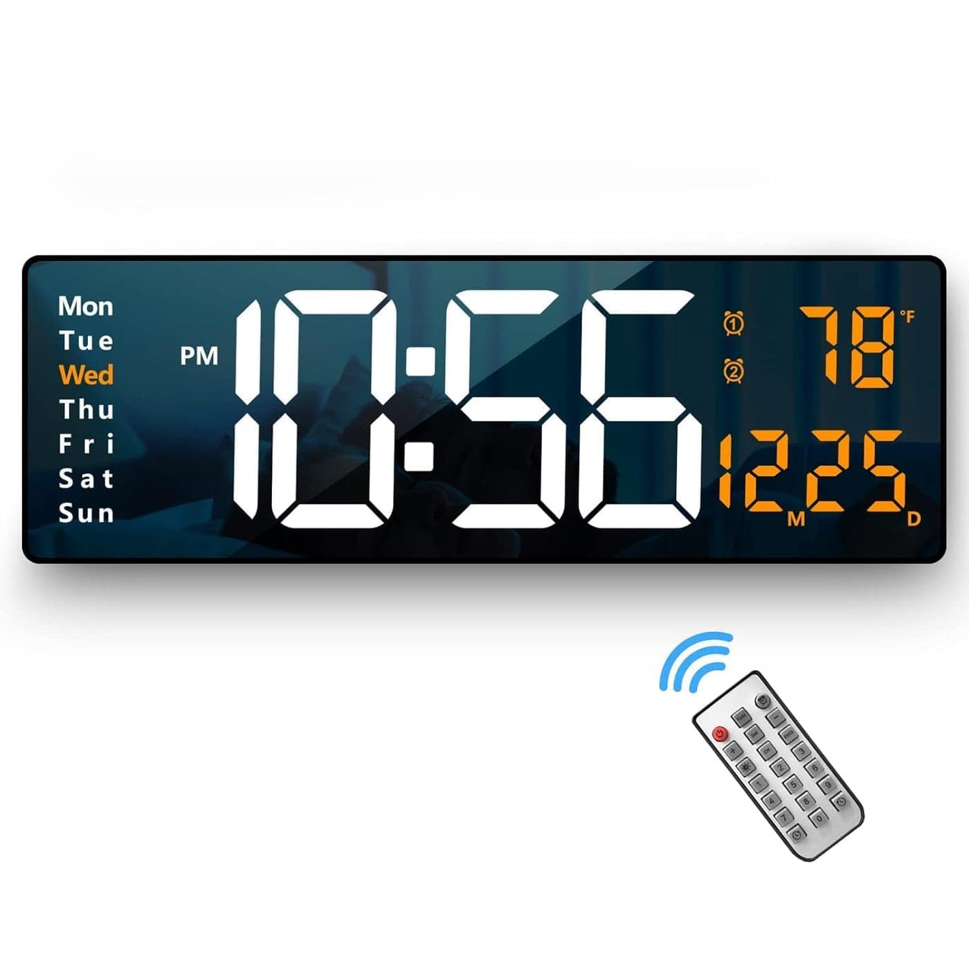 BLEQYS Digital Wall Clock with Calendar Weather Forecast and Alarm 24 Hour LCD Display