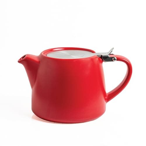 Glenburn Tea Direct I Sipologie Ceramic Teapot Kettle with Infuser – Loose-Leaf, Herbal, Green Tea Maker – High Fired, Finely Glazed Ceramic with Fine Mesh Stainless-Steel Infuser, Red, 400ml