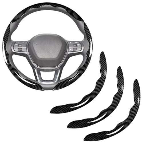 Carbon Fiber Steering Wheel Covers 3 Piece Clip on Steering Wheel Cover Black