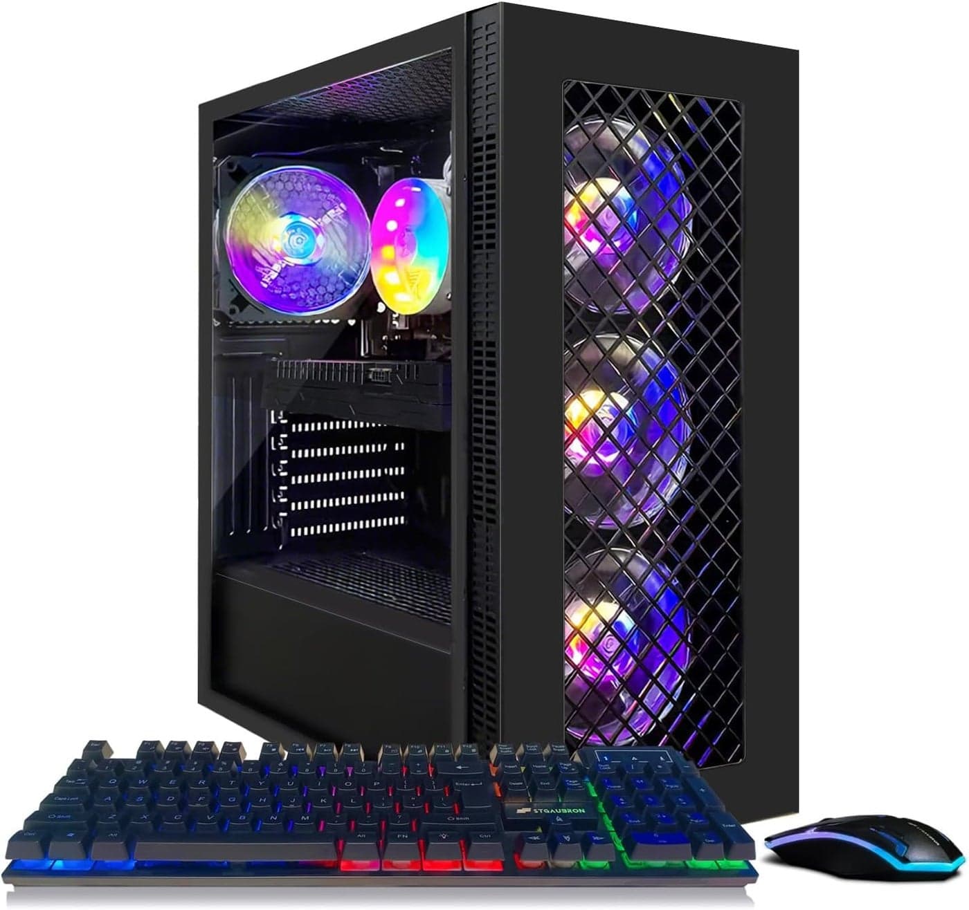 STGAubron Gaming Desktop PC, Intel Core I7 8th Gen up to 4.1G, GeForce GTX 1660 Super 6G, 16G DDR4, 512G SSD, WiFi 6 & BT 5.2, RGB Fan x4, Windows 11 Home