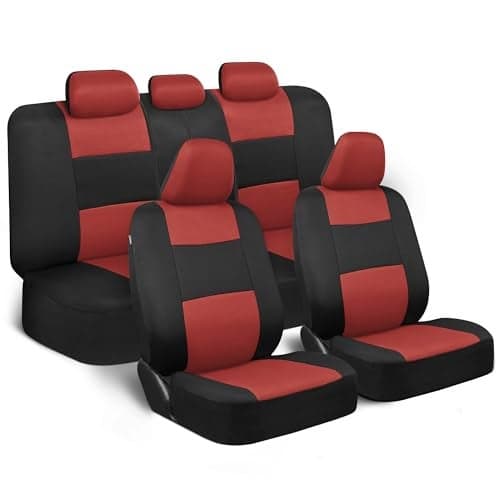 BDK PolyPro Car Seat Covers Full Set in Terracotta on Black, Front and Rear Split Bench Seat Covers for Cars, Easy to Install Car Seats Cover Set and Accessories for Auto Trucks Van SUV - Terracotta