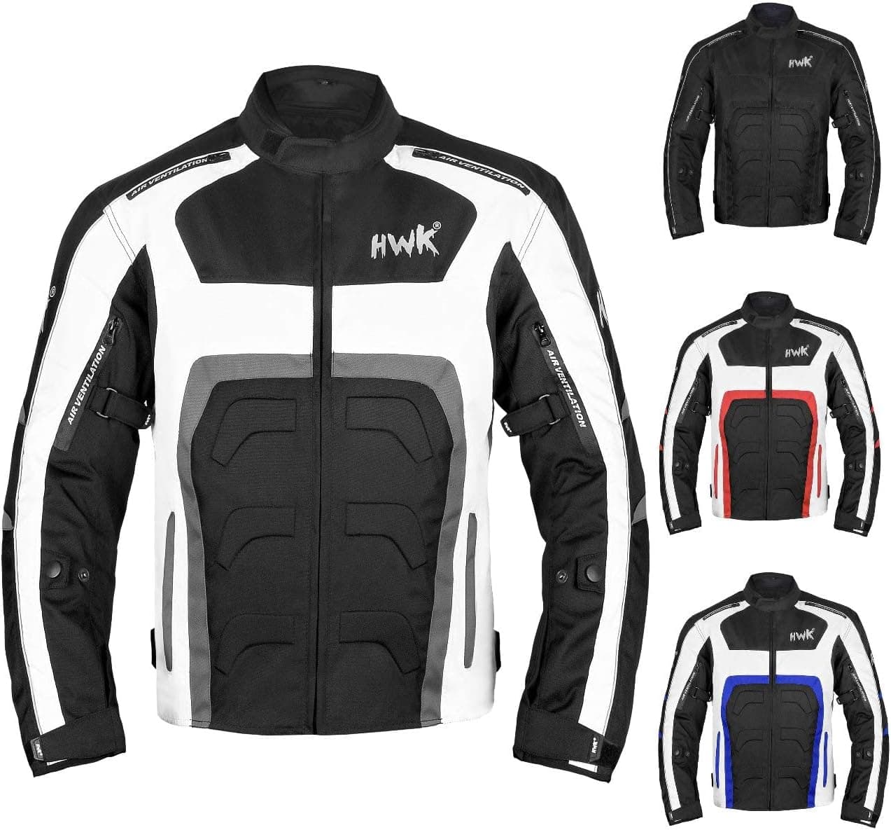HWK Textile Motorcycle Jacket - Waterproof, CE Armoured, Breathable with Removable Thermal Lining