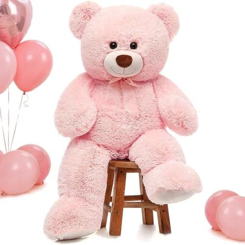 MorisMos Giant Teddy Bear Stuffed Animal 3ft36 inch Big Pink Teddy Bear for Girlfriend Boyfriend Wife Mom Fiance Valentines GiftLarge Stuffed Bear for Baby Shower Birthday Christmas DecorPink